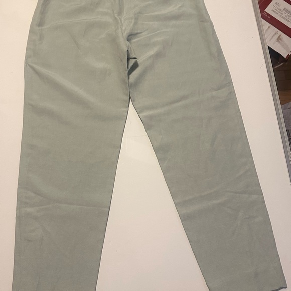 SIGRID OLSON Women's Size 8 Petite Pants Side Zip Light Green Silk Linen Career - Picture 2 of 7